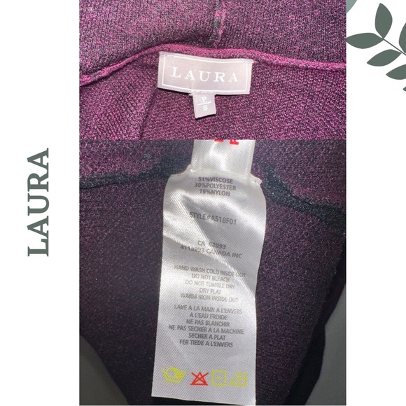 Laura Women's Navy and Purple waterfall Cardigan Sweater Size Small - Picture 4 of 4